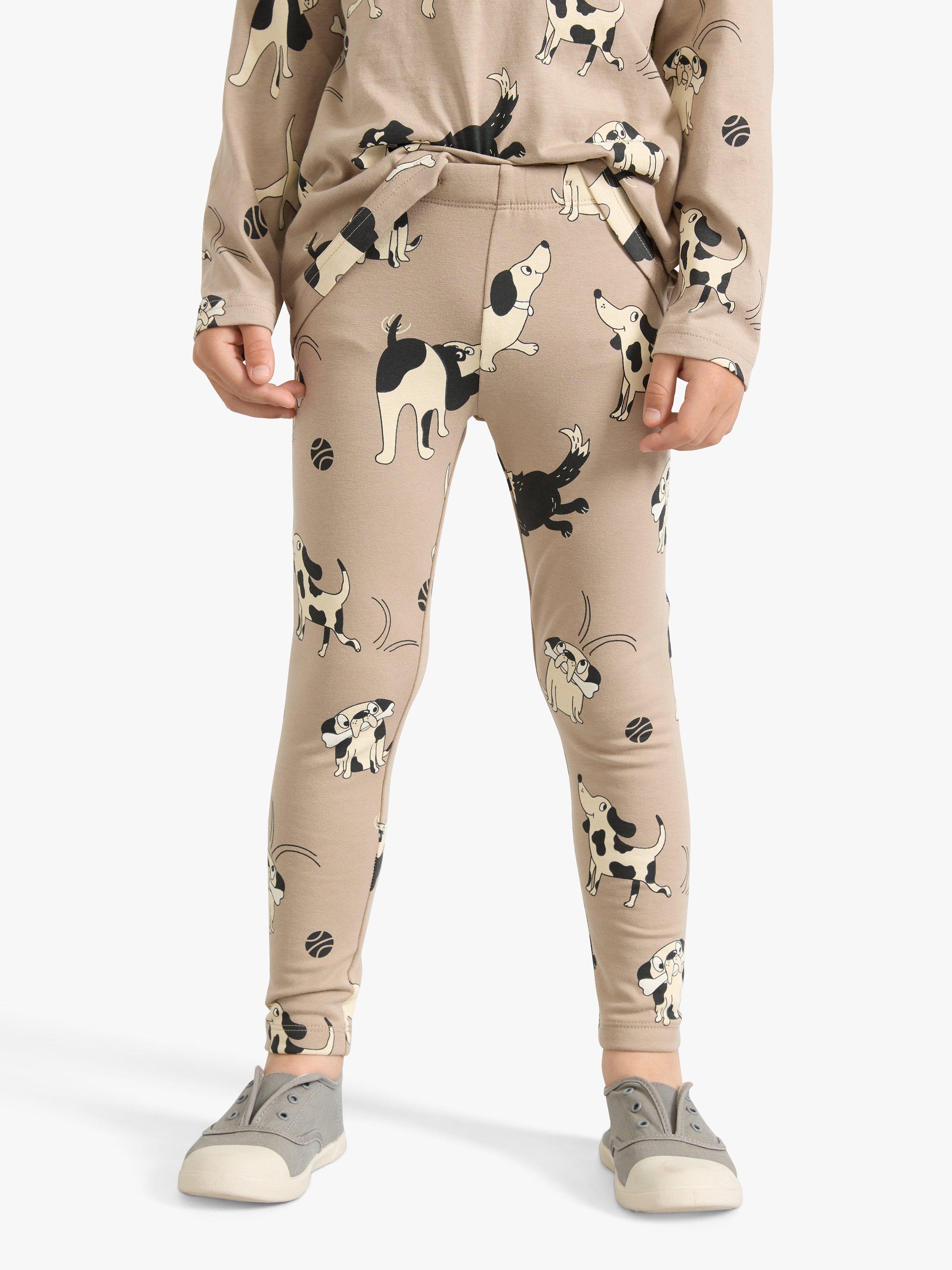 Product image 3 of 6, which shows Lindex Kids' Dog Printed Leggings, Dusty Beige, 5-6 years