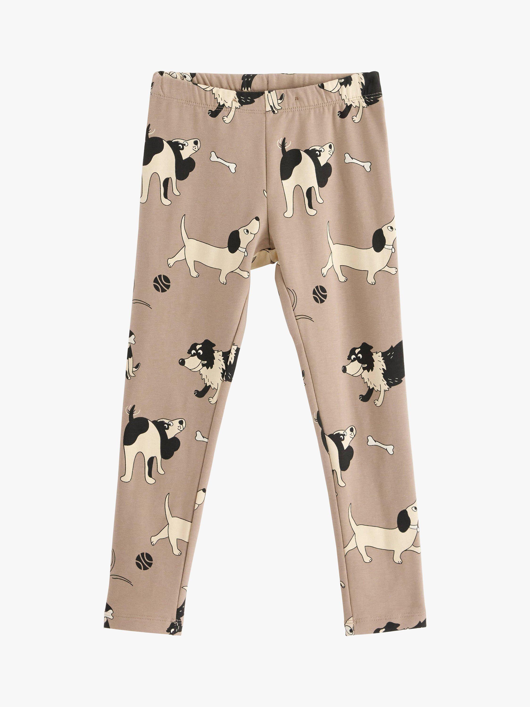Product image 4 of 6, which shows Lindex Kids' Dog Printed Leggings, Dusty Beige, 5-6 years