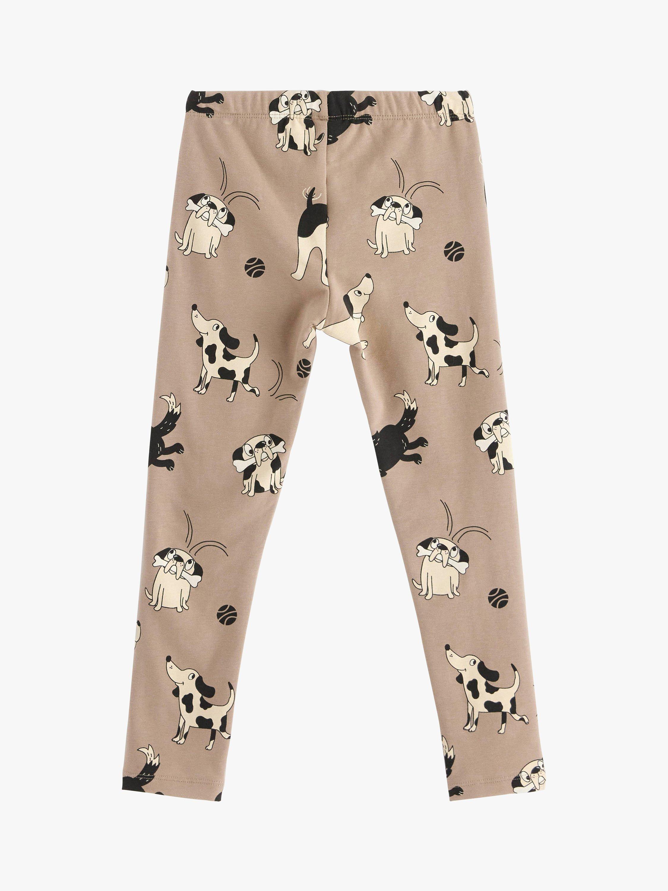 Product image 5 of 6, which shows Lindex Kids' Dog Printed Leggings, Dusty Beige, 5-6 years