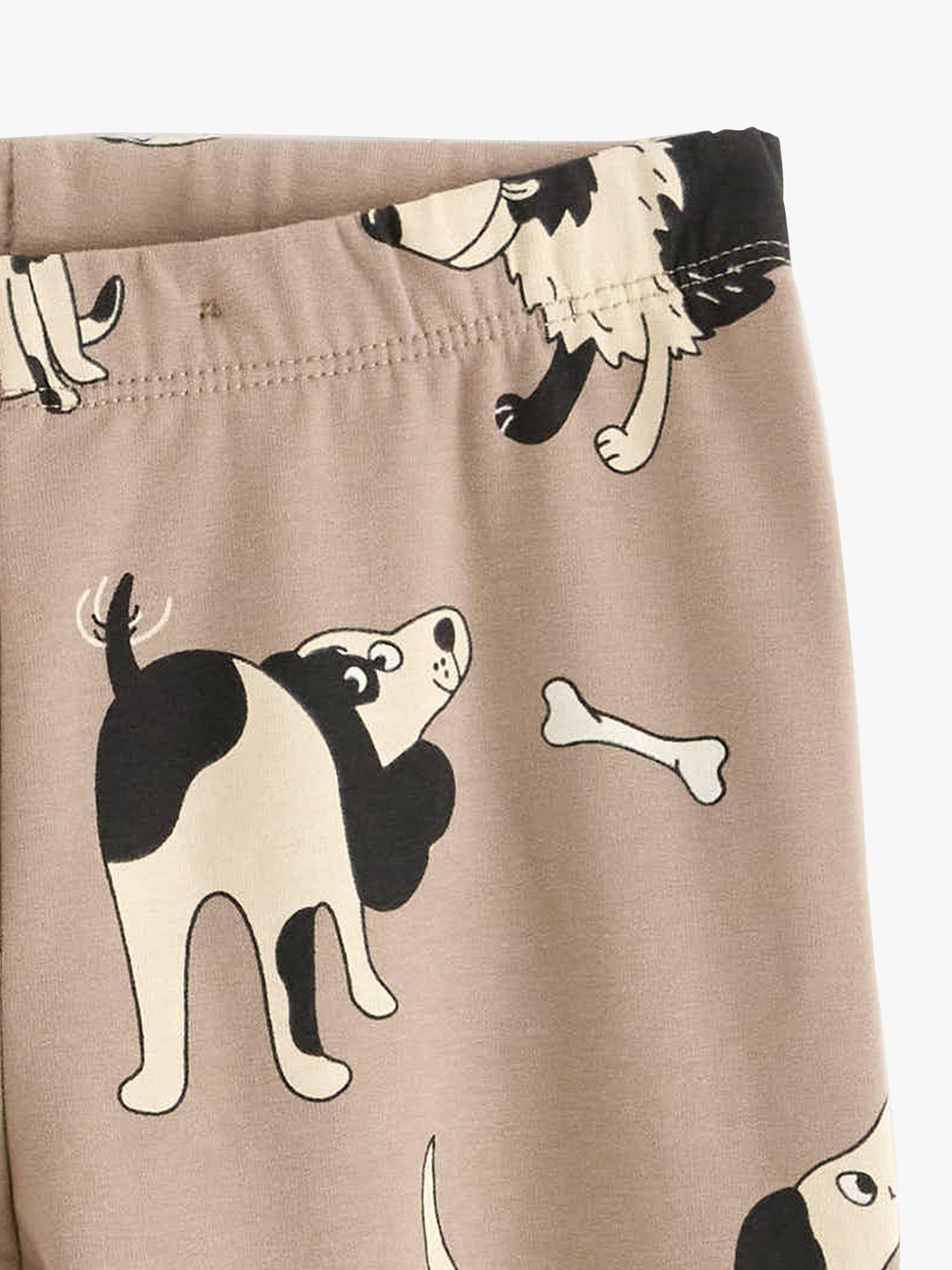 Product image 6 of 6, which shows Lindex Kids' Dog Printed Leggings, Dusty Beige, 5-6 years