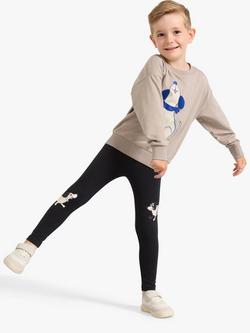 Lindex Kids' Dog Print Leggings, Off Black, Off Black