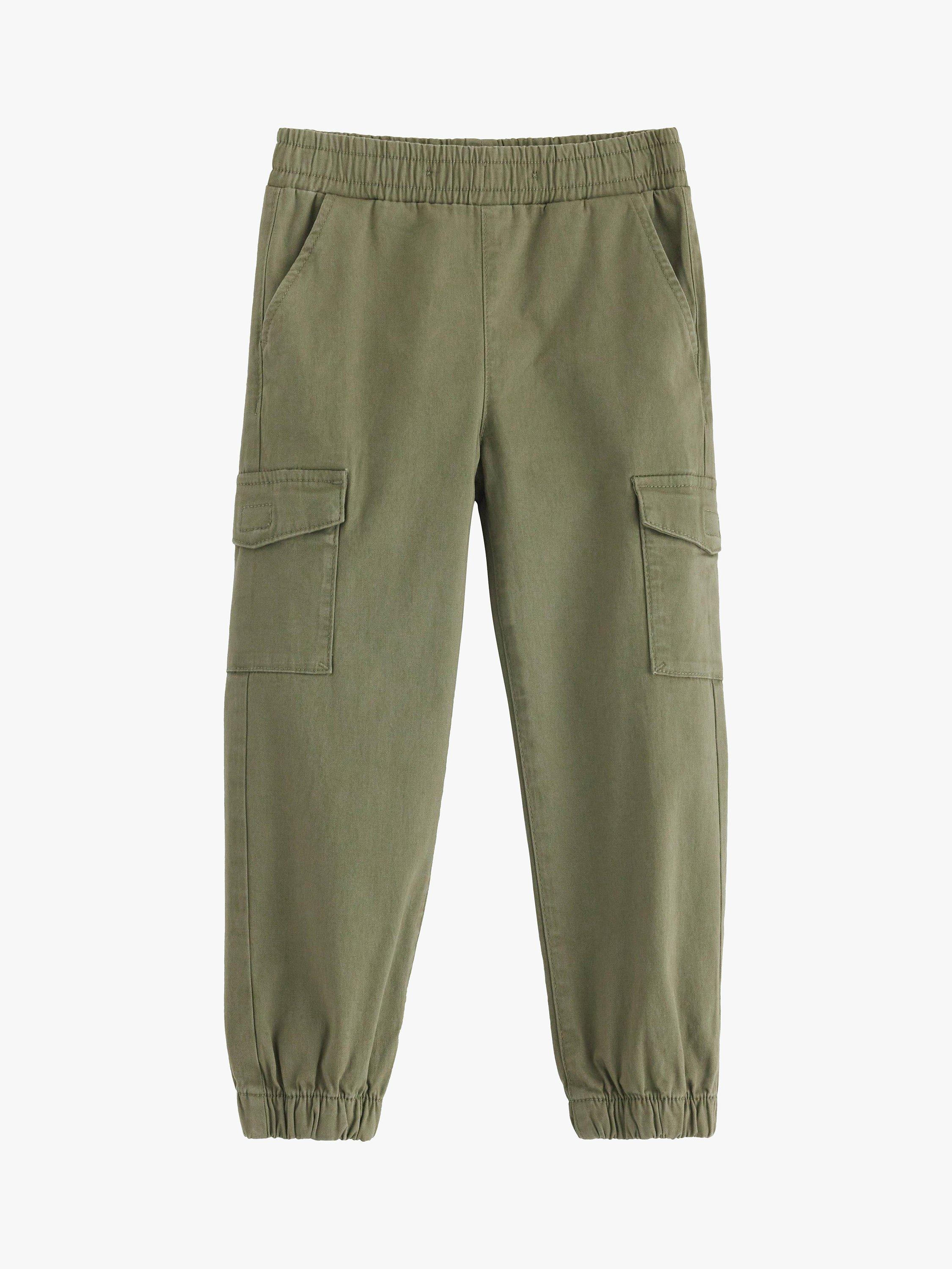 Product image 1 of 3, which shows Lindex Kids' Organic Cotton Balloon Cargo Trousers, Light Dusty Khaki, 5-6 years