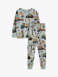 Lindex Kids' Vehicle Pyjamas, Light Dusty Green