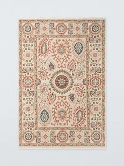 Gooch Luxury Suzani Floral Wool Rich Rug, Ivory/Multi