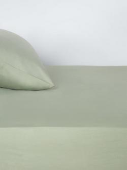 John Lewis Comfy & Relaxed 300 Thread Count Washed Cotton Fitted Sheet, Seafoam