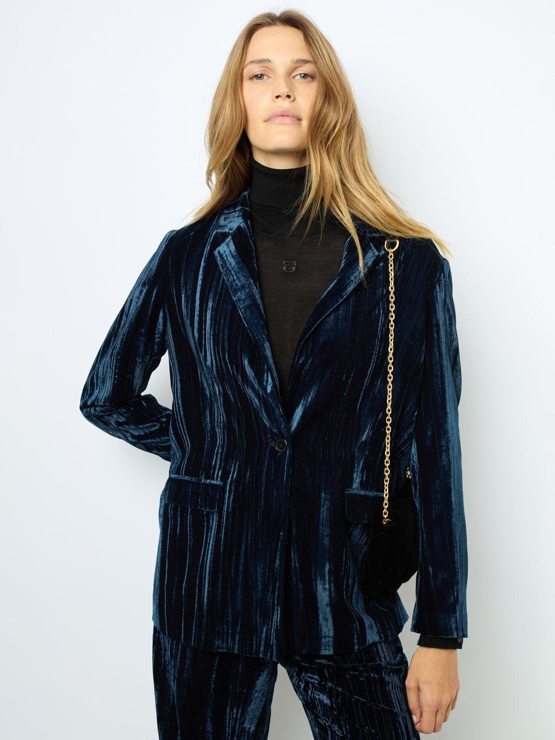 Gerard Darel Malvynn Velvet Blazer, Navy