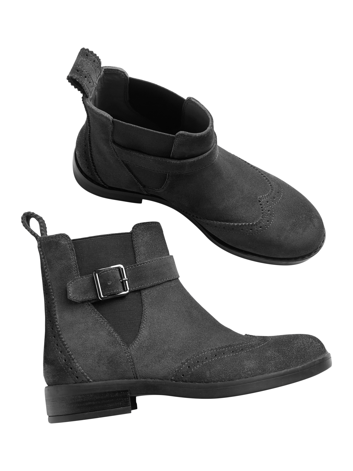 Celtic Co. Suede Brogue Detail Chelsea Boots Navy