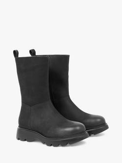 Celtic & Co. Nubuck Calf Length Chunky Boots, Black - view 2, Black