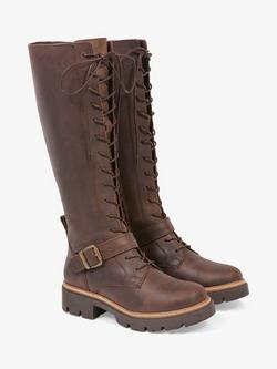 Celtic & Co. Leather Strap Detail Knee Boots, Tanners Brown - view 2, Tanners Brown
