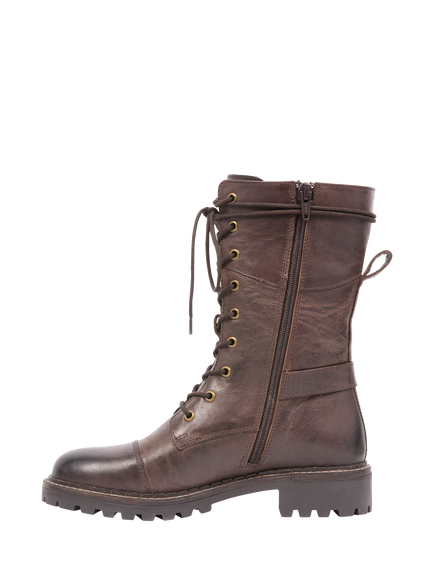 Celtic & Co. Leather Lace Up Calf Boots - view 2, Ebony