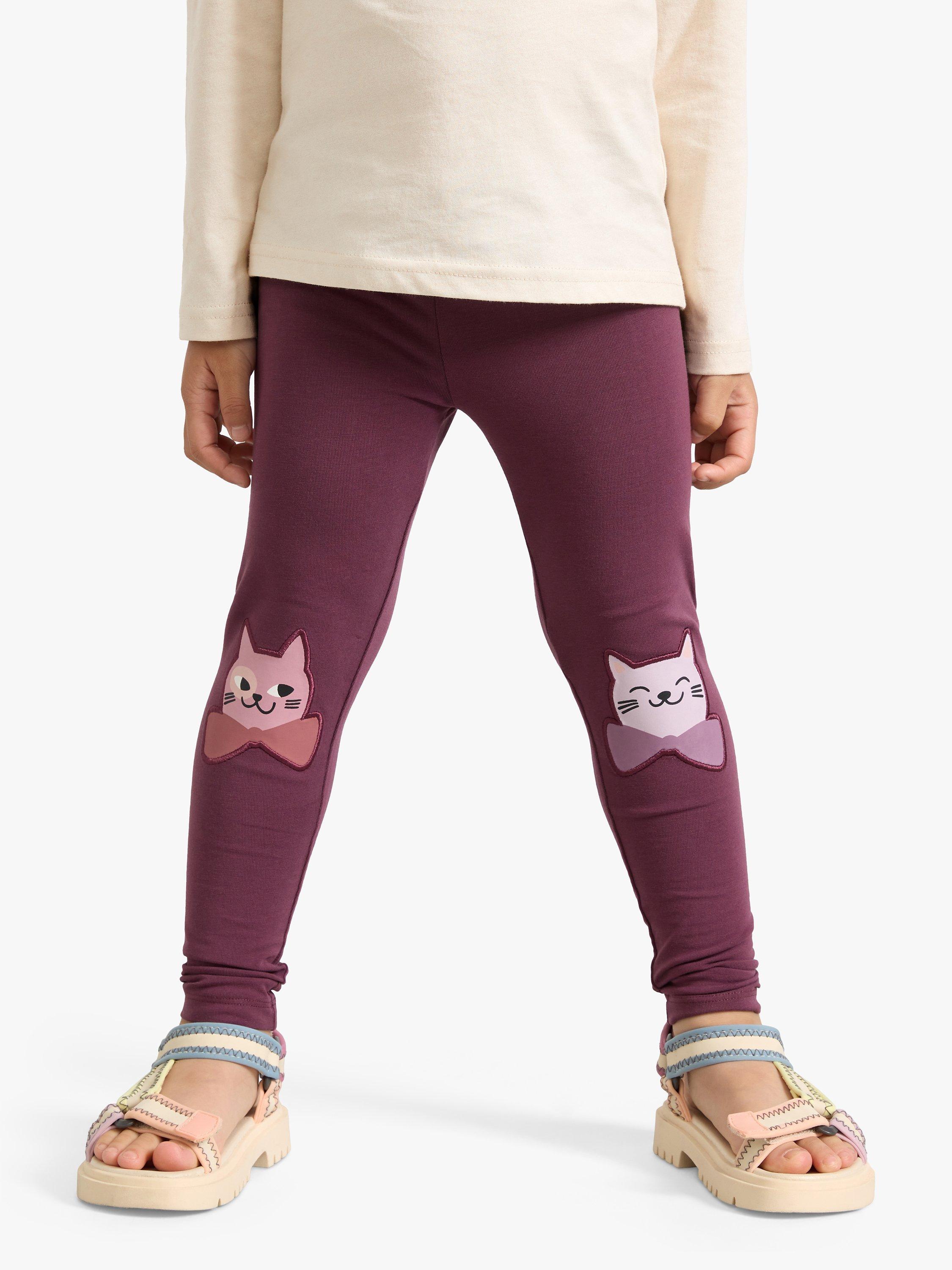 Product image 3 of 7, which shows Lindex Kids' Cat Knee Patch Leggings, Dark Dusty Lilac, 6-7 years