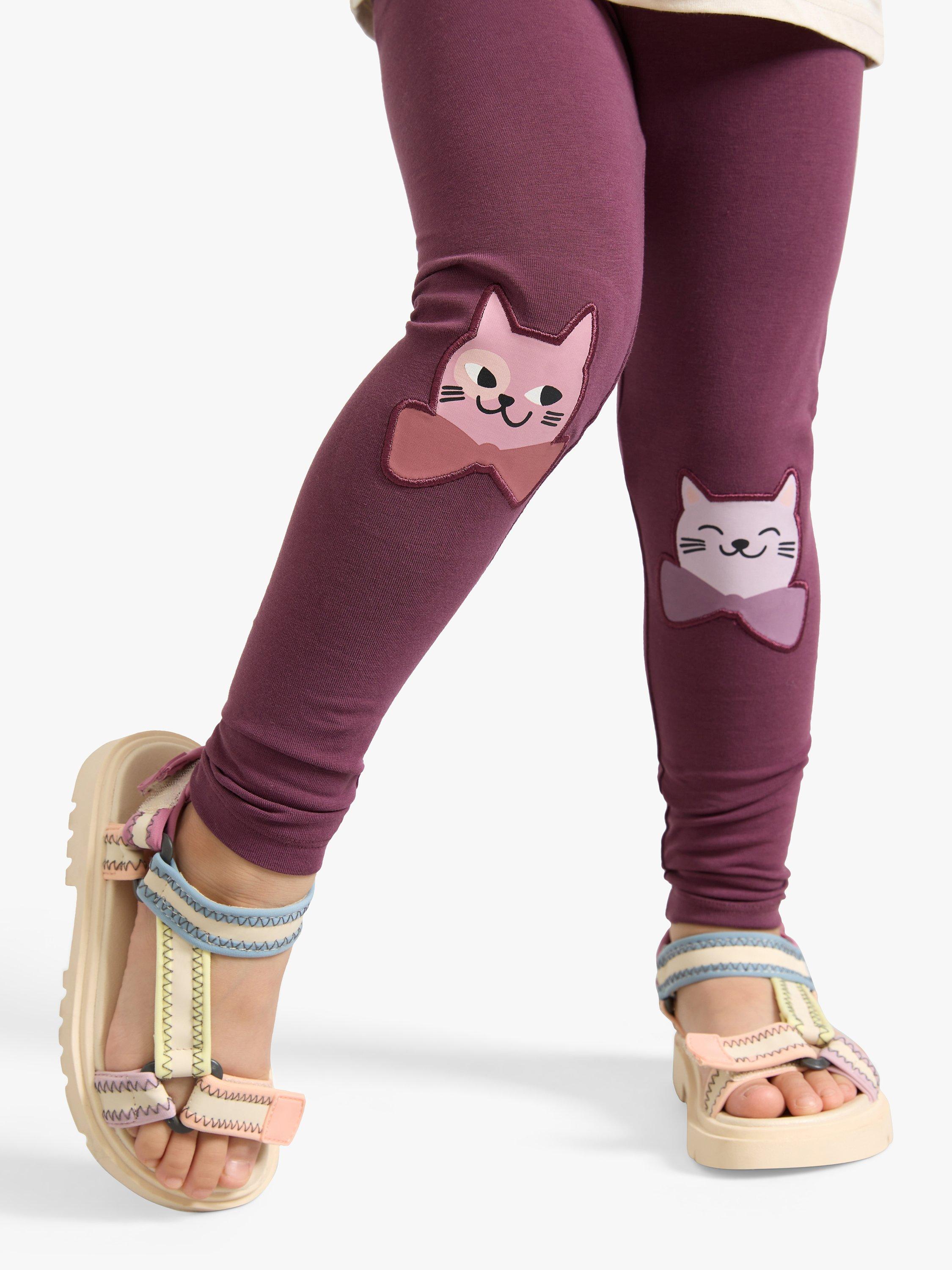 Product image 4 of 7, which shows Lindex Kids' Cat Knee Patch Leggings, Dark Dusty Lilac, 6-7 years