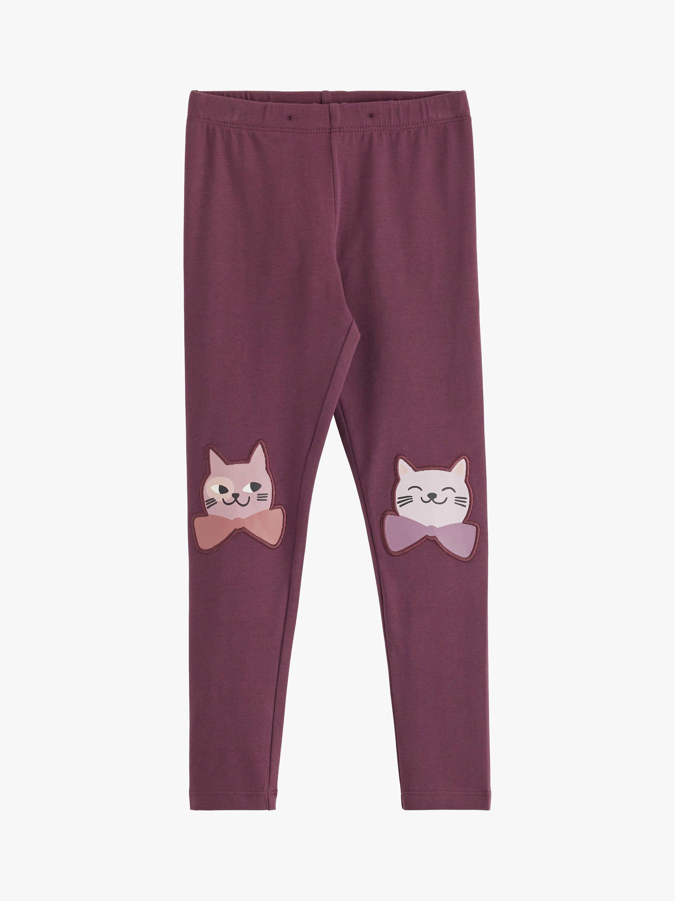 Product image 5 of 7, which shows Lindex Kids' Cat Knee Patch Leggings, Dark Dusty Lilac, 6-7 years