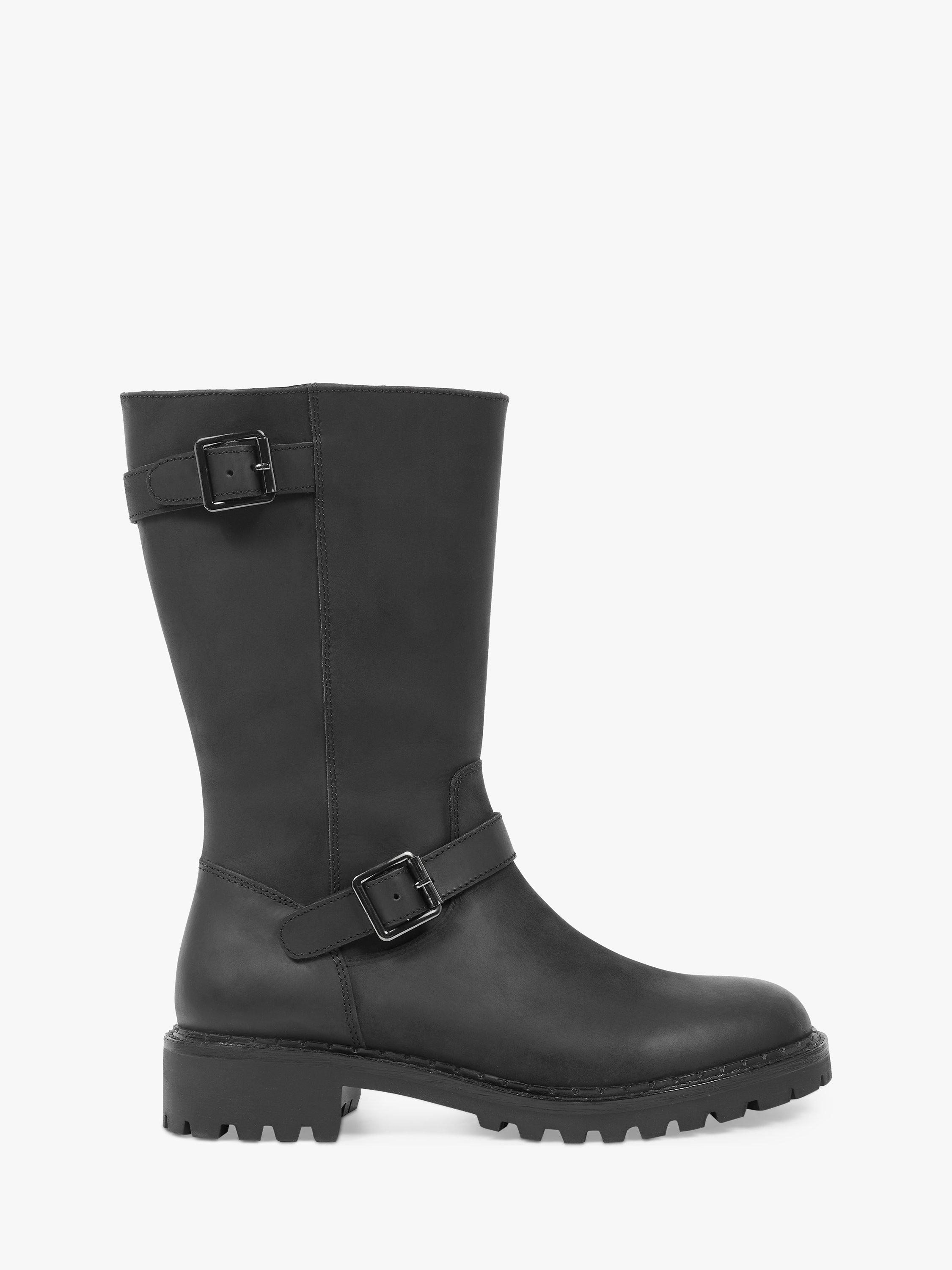 Celtic Co. Leather Mid Calf Biker Boots Black