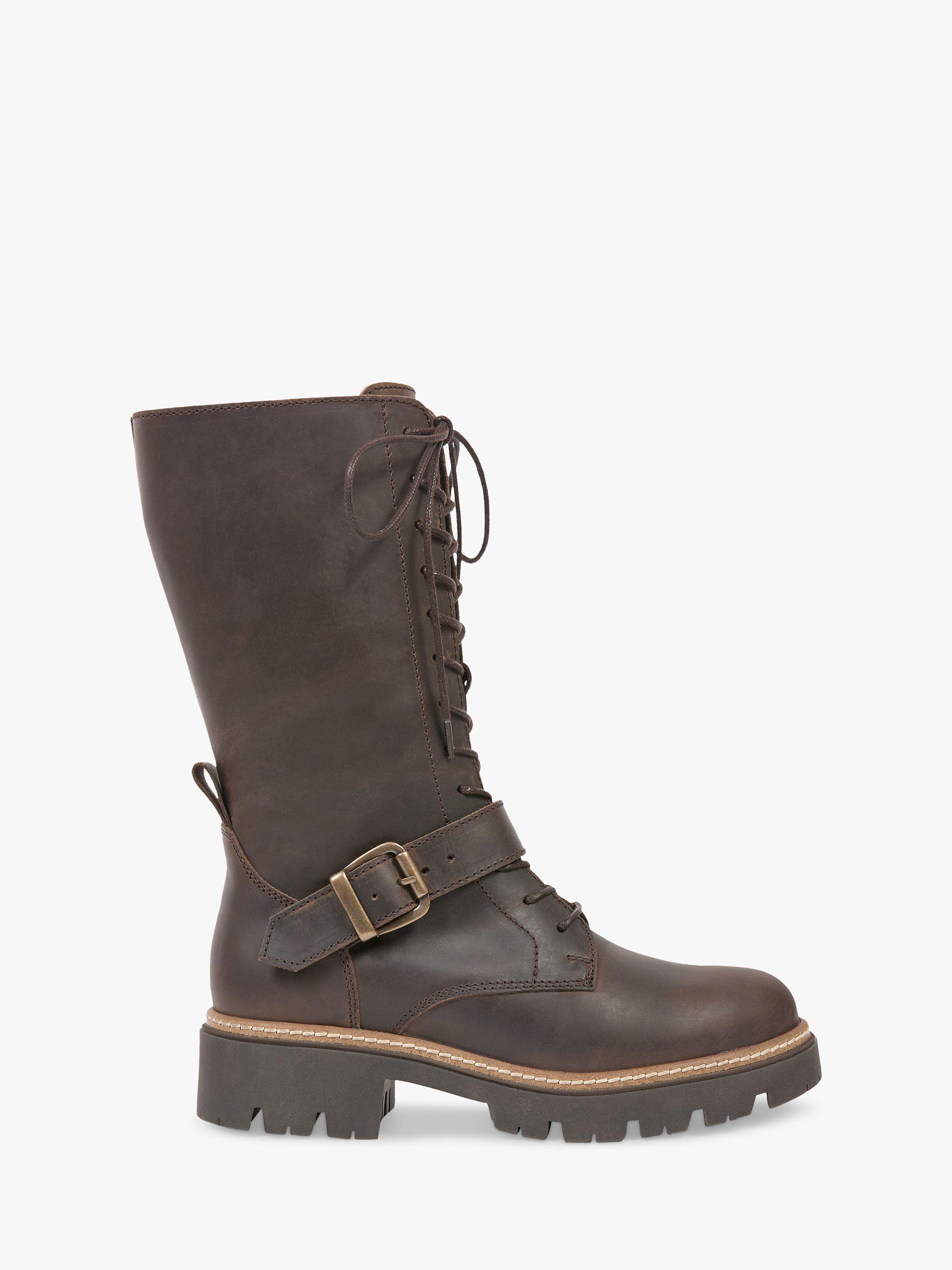 Product image 1 of 6, which shows Celtic & Co. Leather Strap Detail Mid-Calf Boots, Tanners Brown, EU36