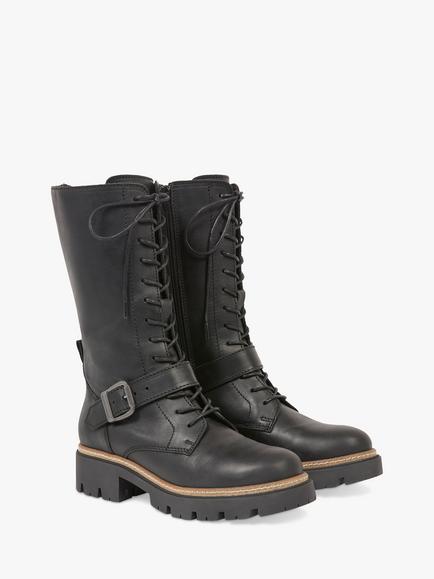 Celtic & Co. Leather Strap Detail Mid-Calf Boots - view 2, Black