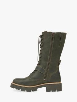 Celtic & Co. Leather Strap Detail Mid-Calf Boots - view 2, Olive