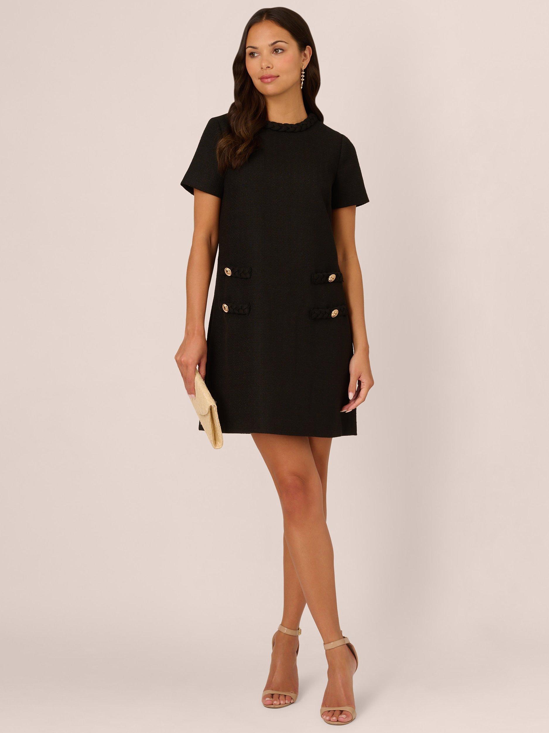 Product image 2 of 8, which shows Adrianna Papell Tweed Sheath Dress, Black, L