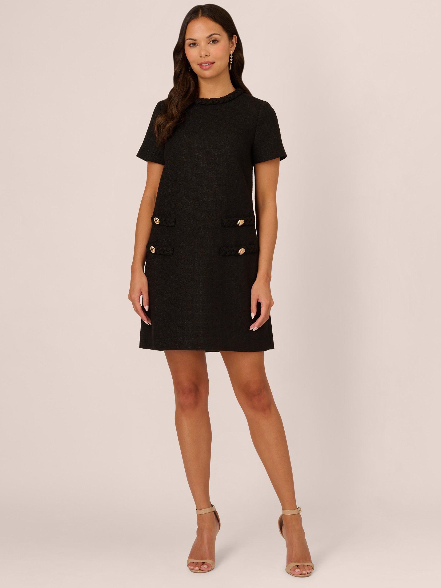 Product image 4 of 8, which shows Adrianna Papell Tweed Sheath Dress, Black, L