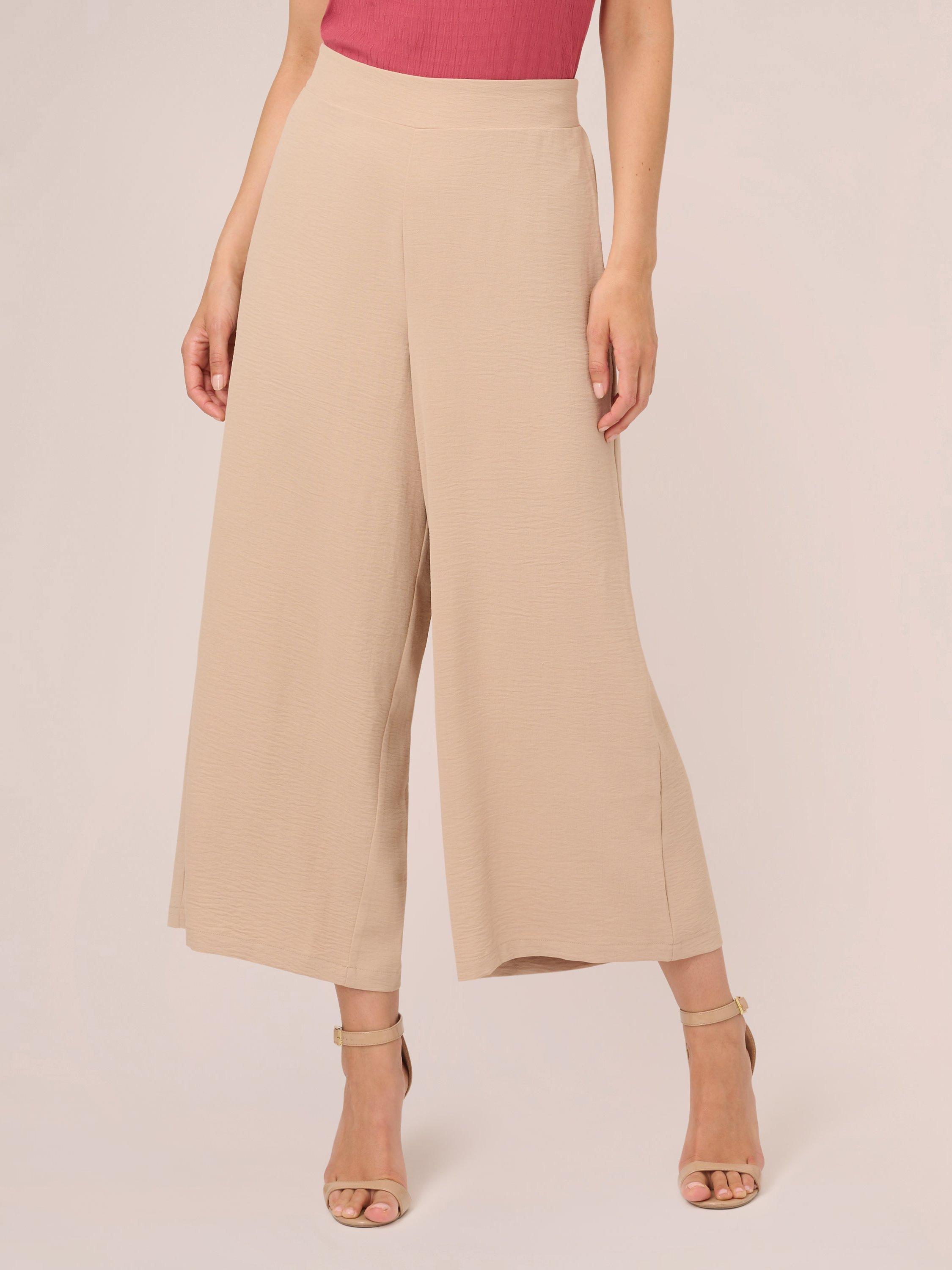 Product image 1 of 6, which shows Adrianna Papell Satin Wide Leg Trousers, Bamboo, L
