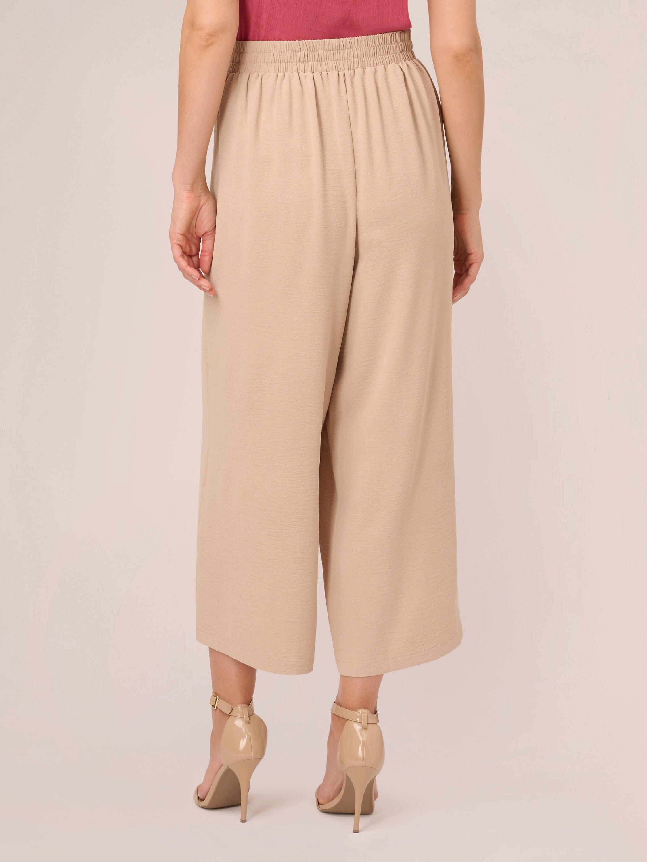 Product image 2 of 6, which shows Adrianna Papell Satin Wide Leg Trousers, Bamboo, L