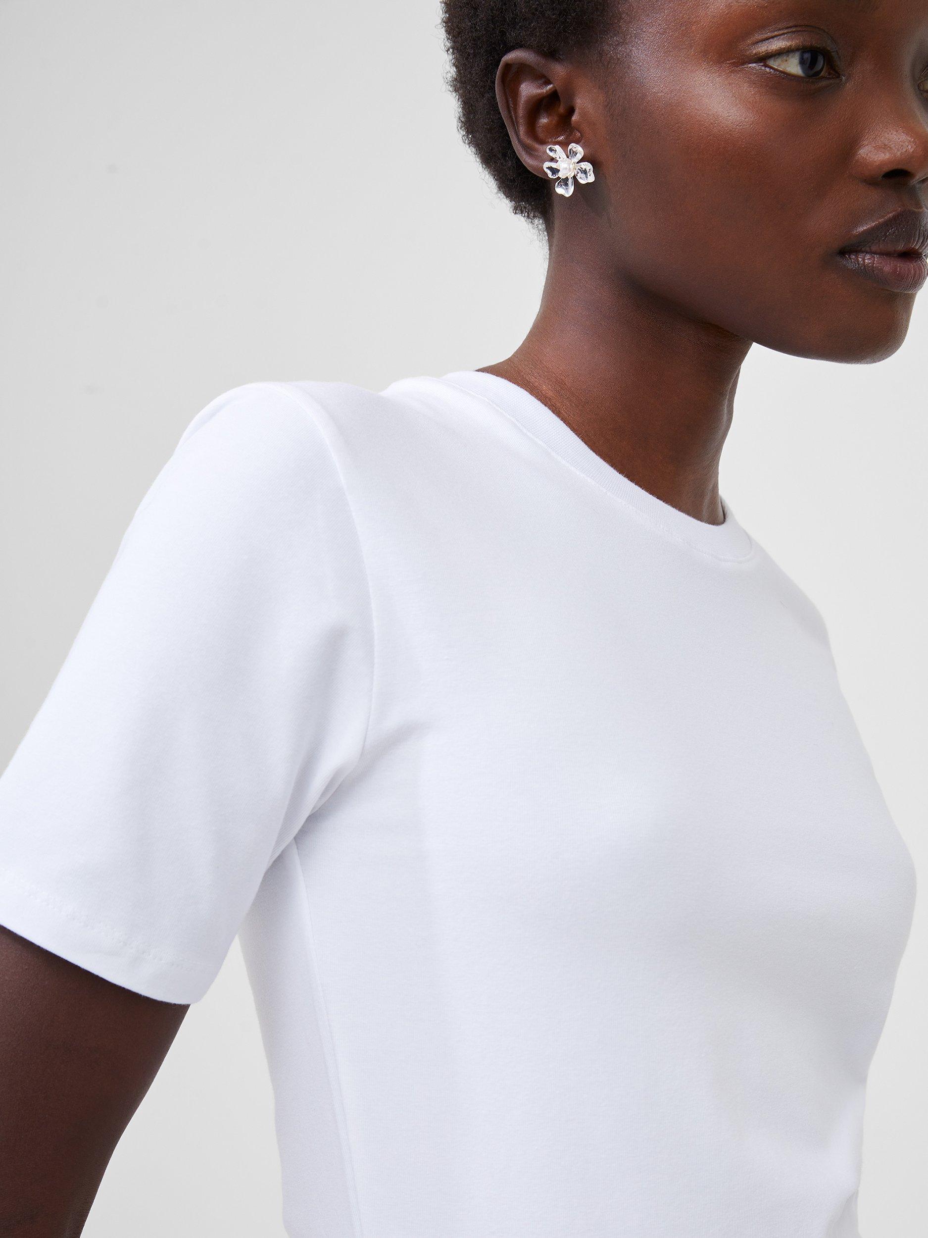 Product image 3 of 5, which shows French Connection Rallie Crew Neck T-Shirt, Linen White, XS