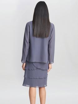 Gina Bacconi Leigh Embellished Tiered Sequin Jacket Dress, Steel - view 2, Steel