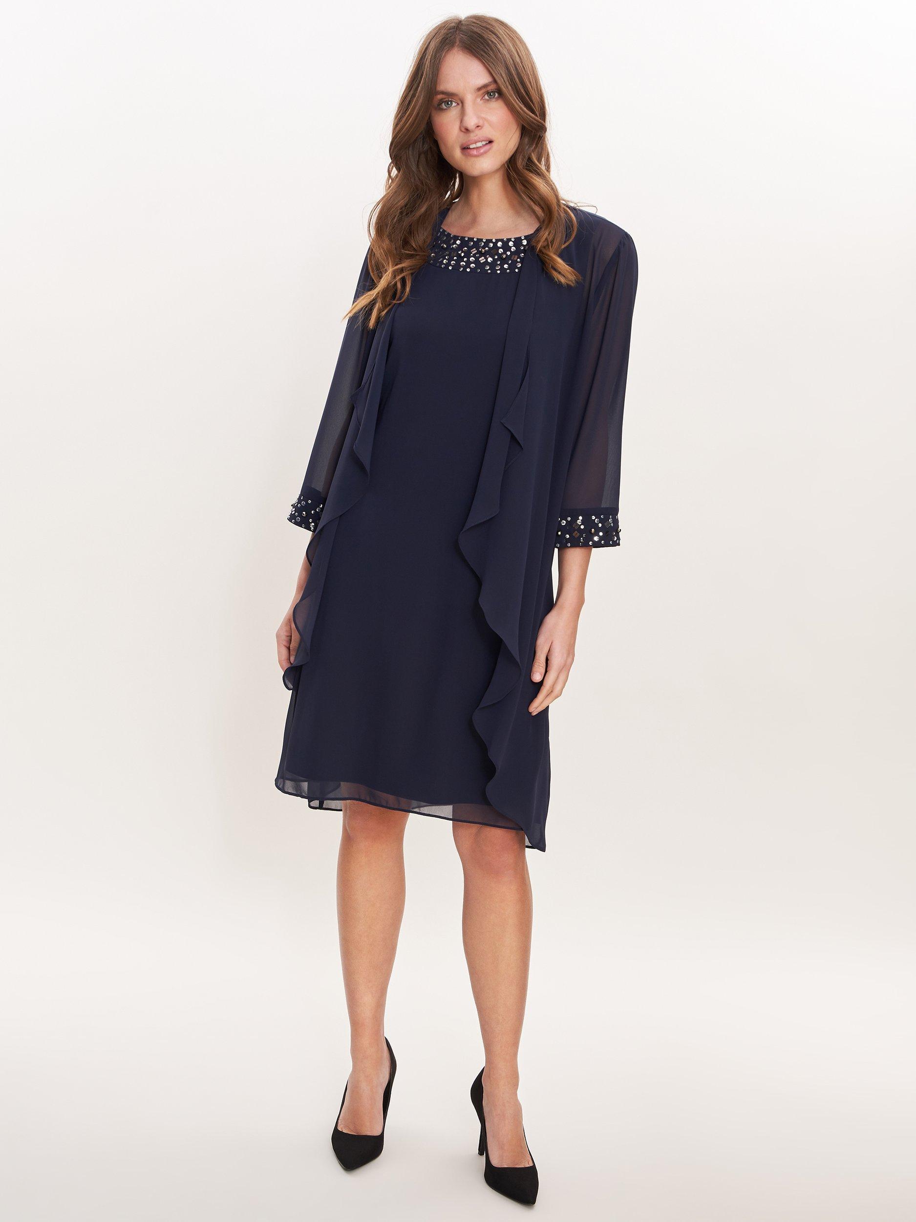 Gina bacconi crepe dress and chiffon jacket hotsell