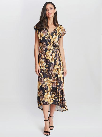Gina Bacconi Remi Floral Dress, Black/Multi, Black/Multi