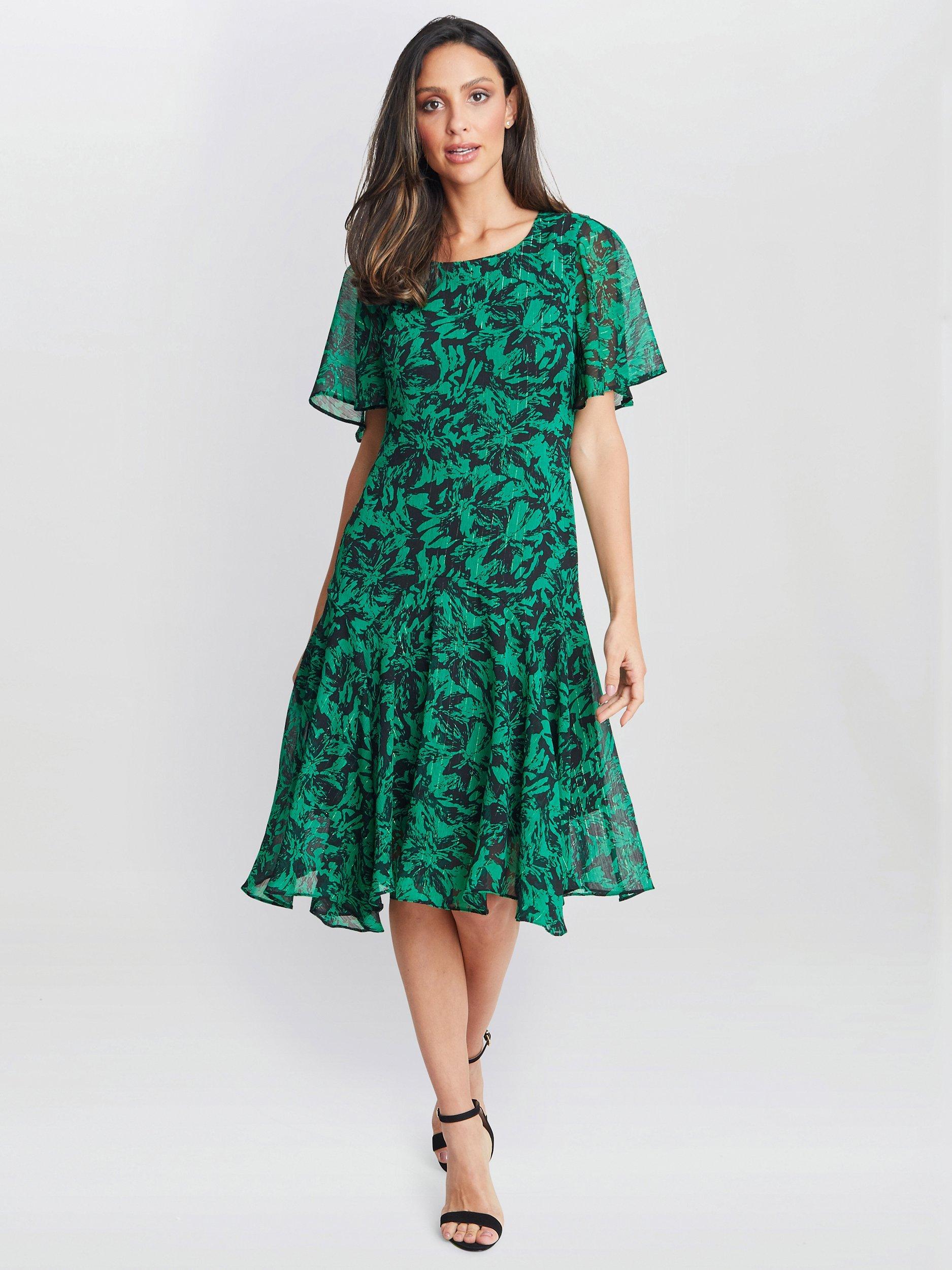Gina bacconi cynthia crepe and chiffon dress store