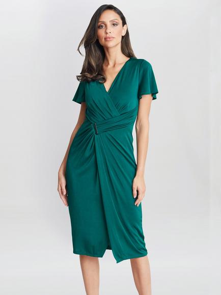 Gina Bacconi Marion Midi Matte Jersey Midi Dress, Spruce Green, Spruce Green