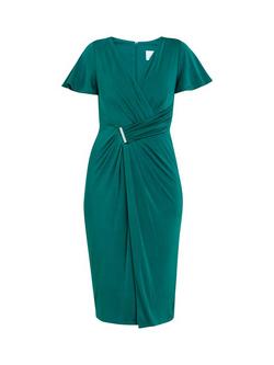Gina Bacconi Marion Midi Matte Jersey Midi Dress, Spruce Green - view 2, Spruce Green