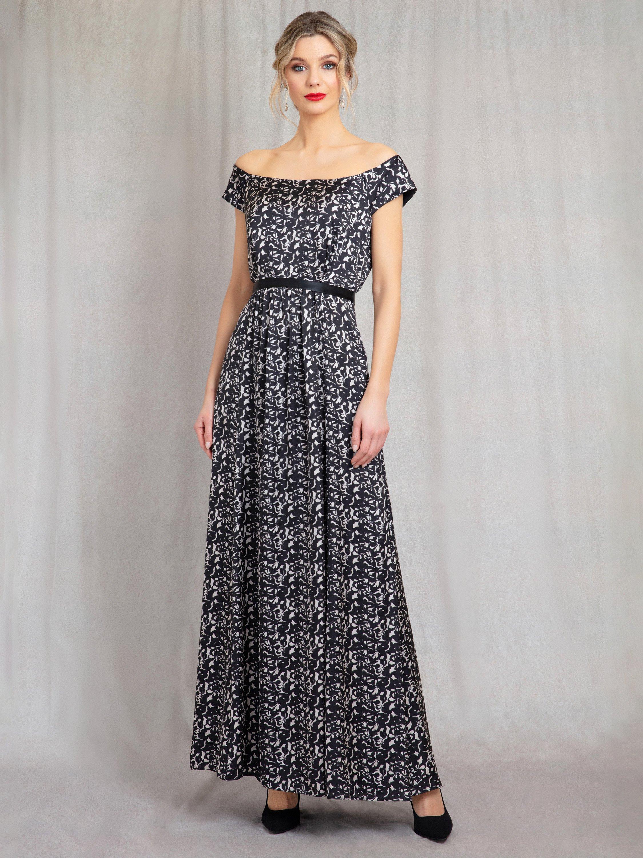 Product image 1 of 9, which shows Alie Street Margo Monochrome Maxi Dress, Monochrome Flourish, 6-8