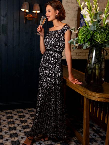 Alie Street Margo Monochrome Maxi Dress, Monochrome Flourish - view 2, Monochrome Flourish