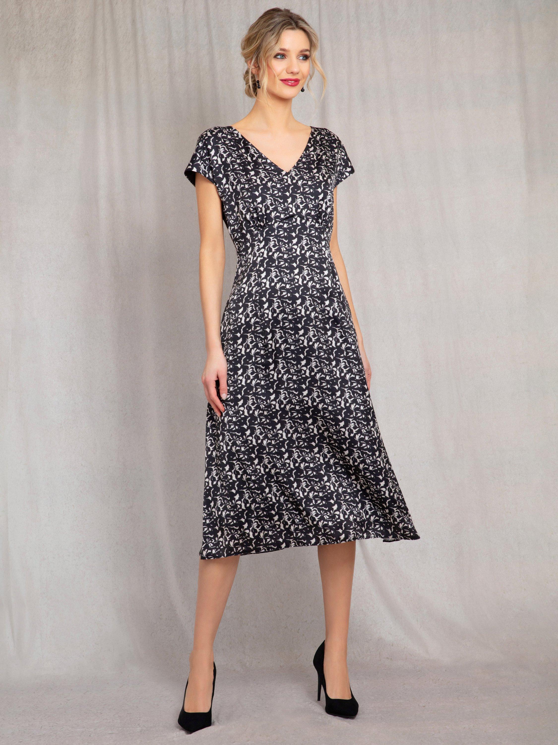 Product image 4 of 7, which shows Alie Street Nova Satin Dress, Monochrome Flourish, 6-8