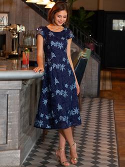 Alie Street Charlotte Floral Lace Dress, Midnight Blue, Midnight Blue