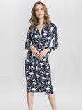 Gina Bacconi Linda Jersey Wrap Dress, Navy/White