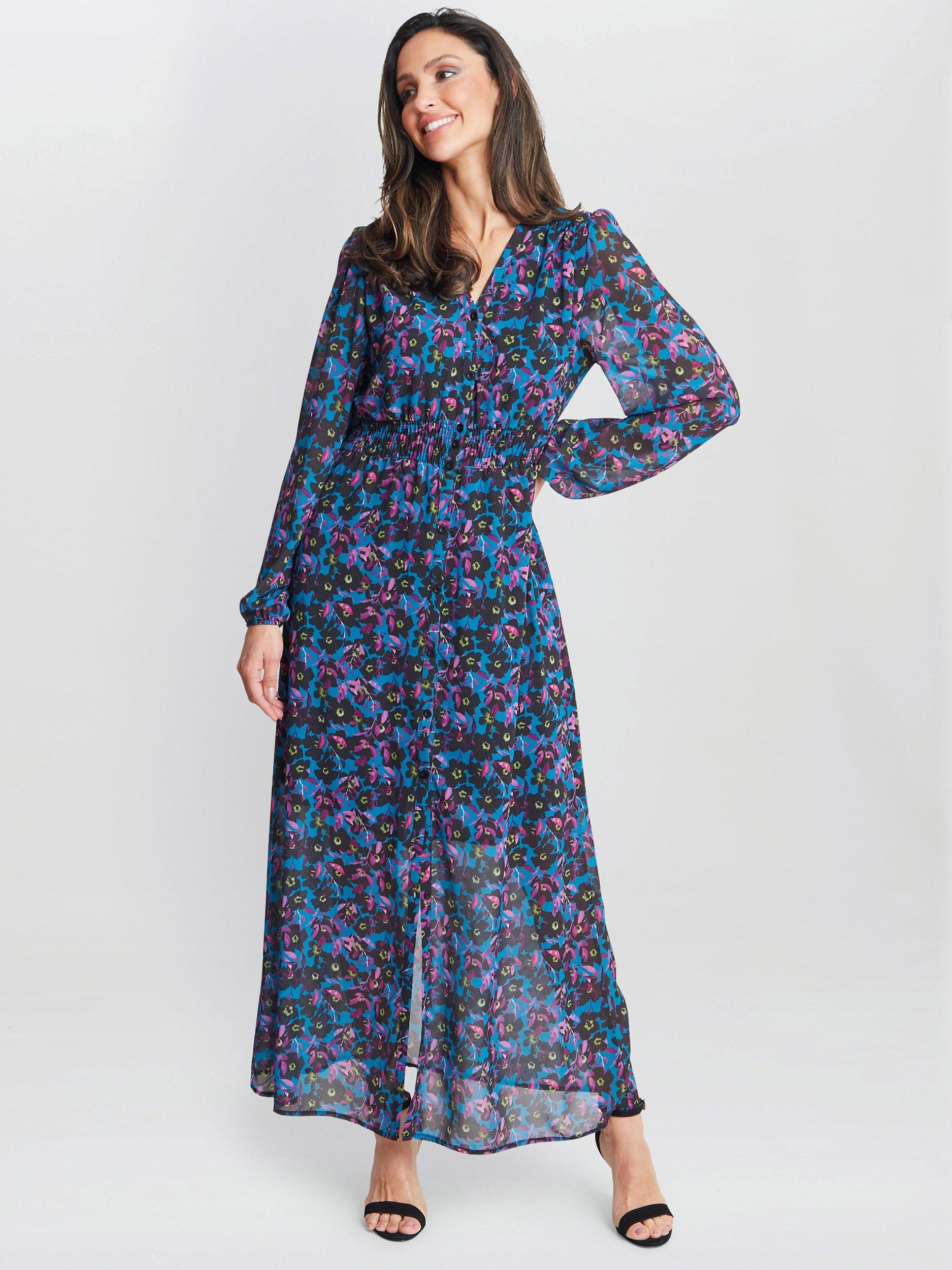 Product image 1 of 4, which shows Gina Bacconi Judy Floral Shirt Dress, Multi, S