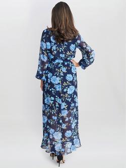 Gina Bacconi Norma Belted Maxi Dress, Navy/Multi - view 2, Navy/Multi
