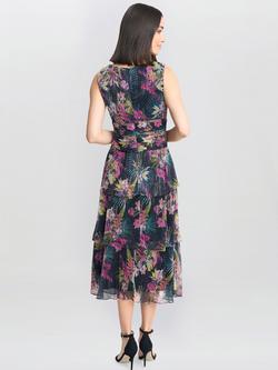 Gina Bacconi Nina Floral Sleeveless Dress, Black/Multi - view 2, Black/Multi