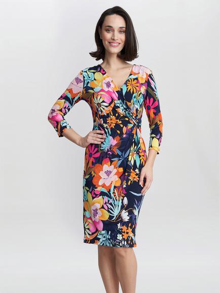 Gina Bacconi Dana Wrap Dress, Multi, Multi