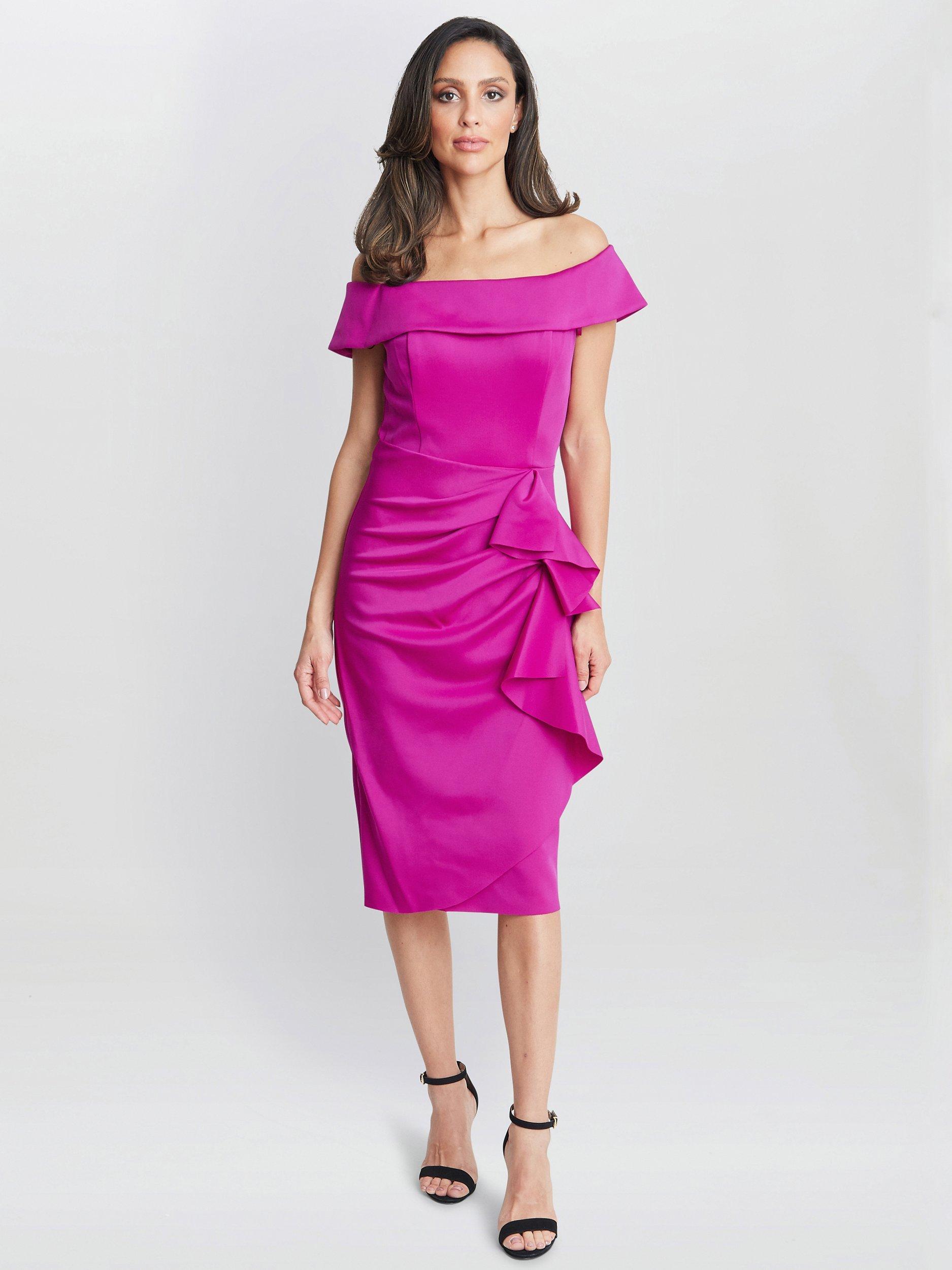 Product image 1 of 4, which shows Gina Bacconi Izzy Ruched Bodycon Dress, Pink, 12