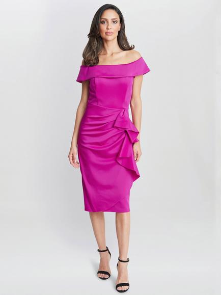 Gina Bacconi Izzy Ruched Bodycon Dress, Pink, Pink