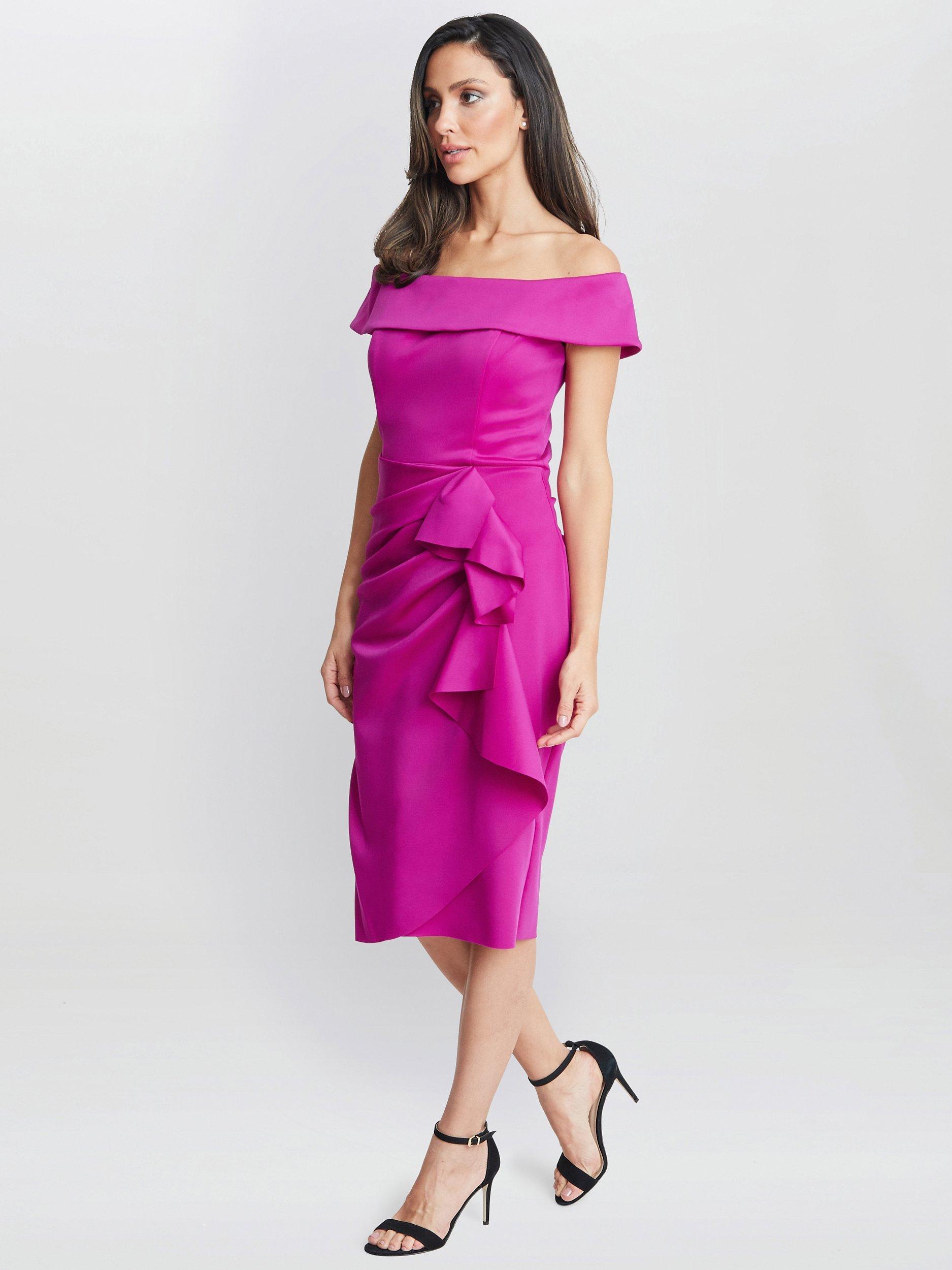 Product image 3 of 4, which shows Gina Bacconi Izzy Ruched Bodycon Dress, Pink, 12