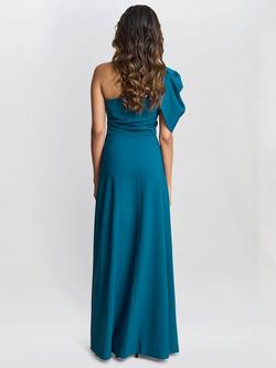 Gina Bacconi Tori Asymmetric Crepe Maxi Dress, Light Navy - view 2, Light Navy