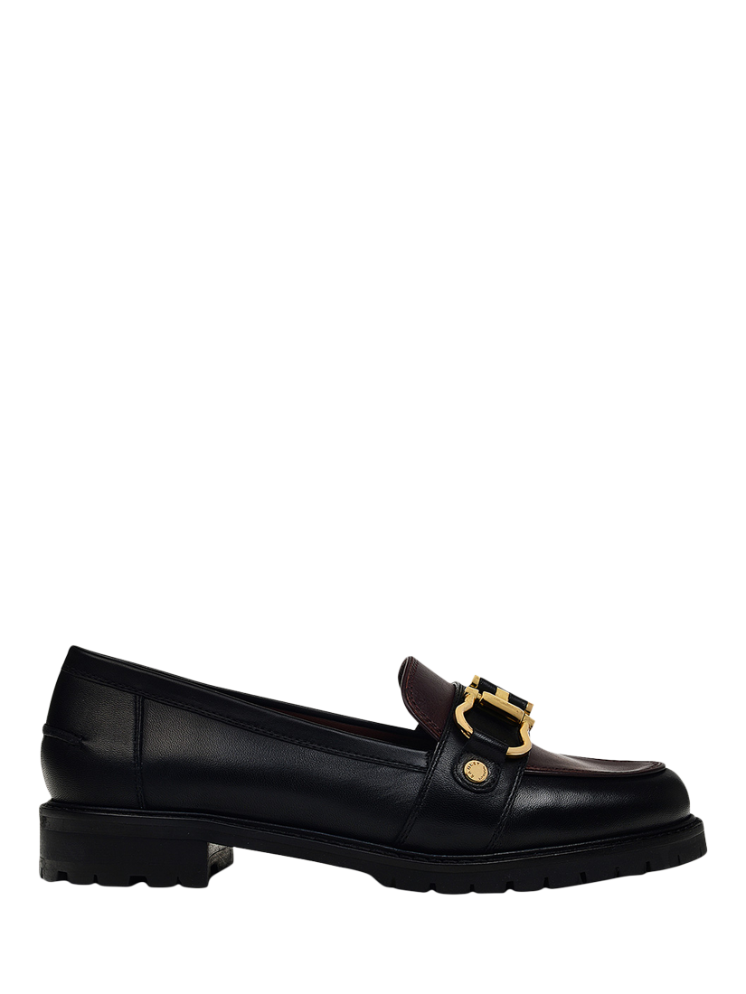 Radley Linden Row Leather Chunky Stirrup Loafers, Dark Cherry/Black
