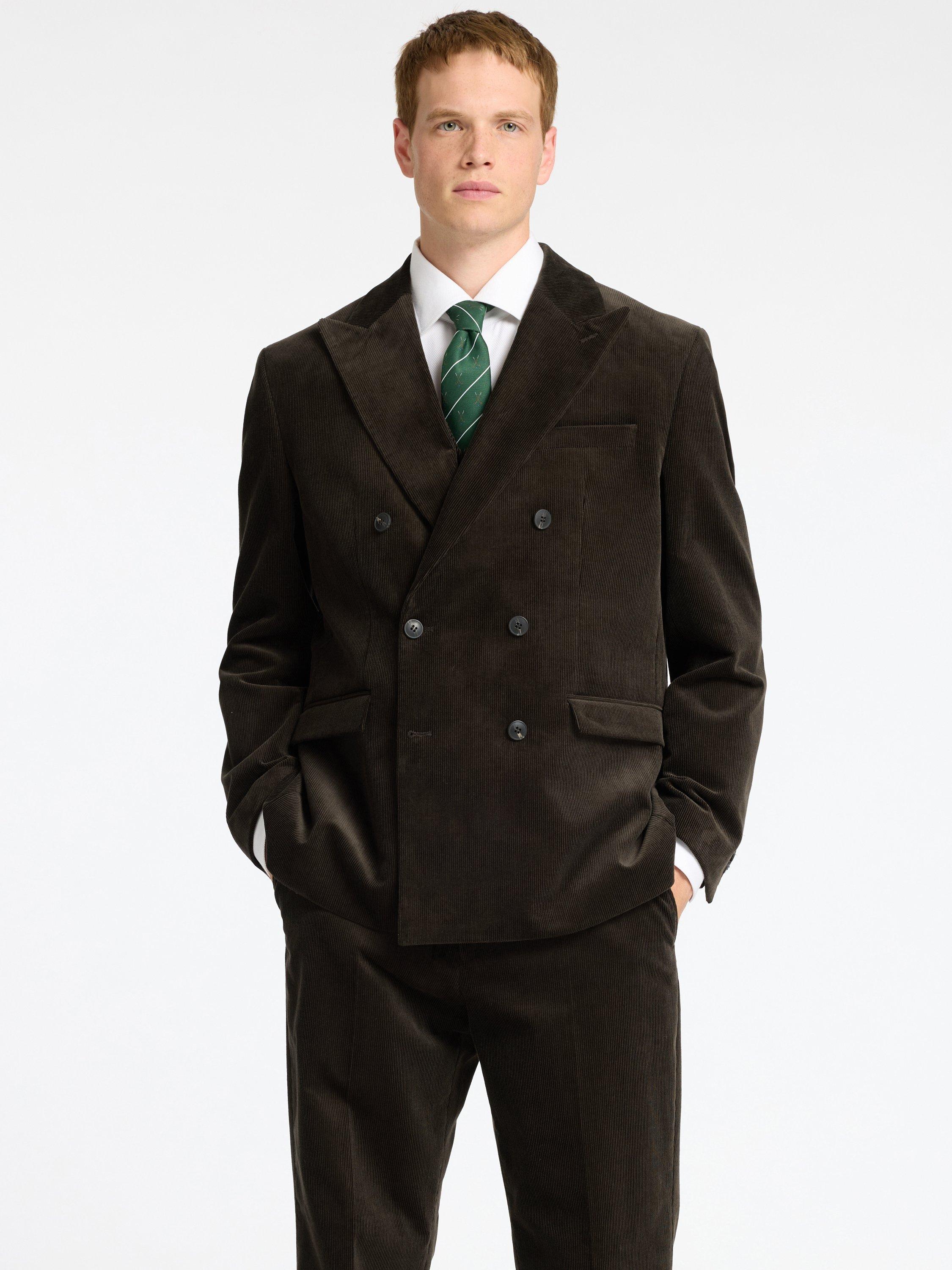 Selected Tailored Fit Organic Cotton Double-Breasted Suit Jacket, Morel