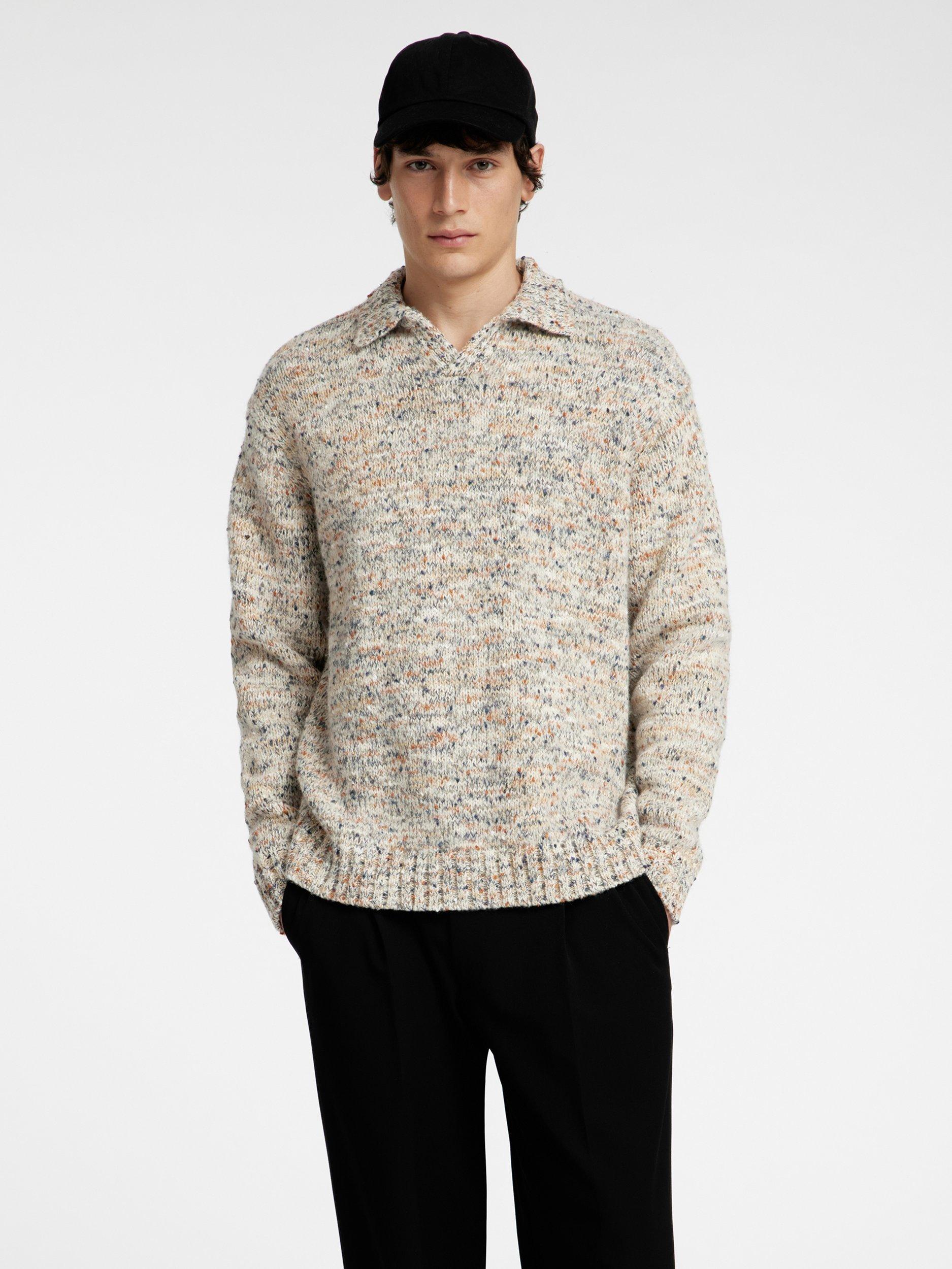 SELECTED HOMME Long Sleeve Knit Polo Shirt, Tofu