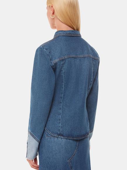 Whistles Patchwork Denim Shirt, Blue - view 2, Blue