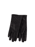 totes Isotoner Women's Cashmere Lined Leather Chevron Detail Gloves, Black